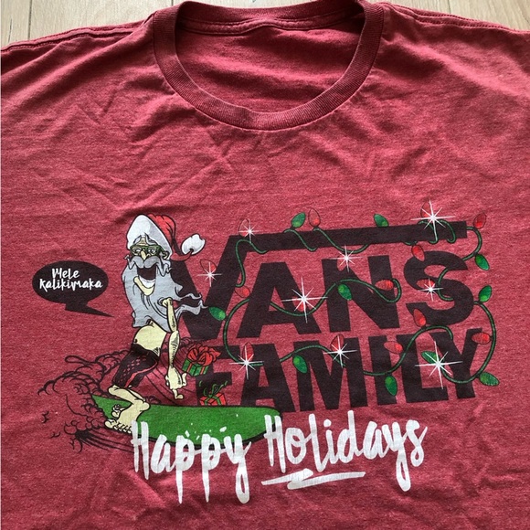 Vans Family Happy Holidays T Shirt in Red Men’s Size 3XL - Picture 4 of 7